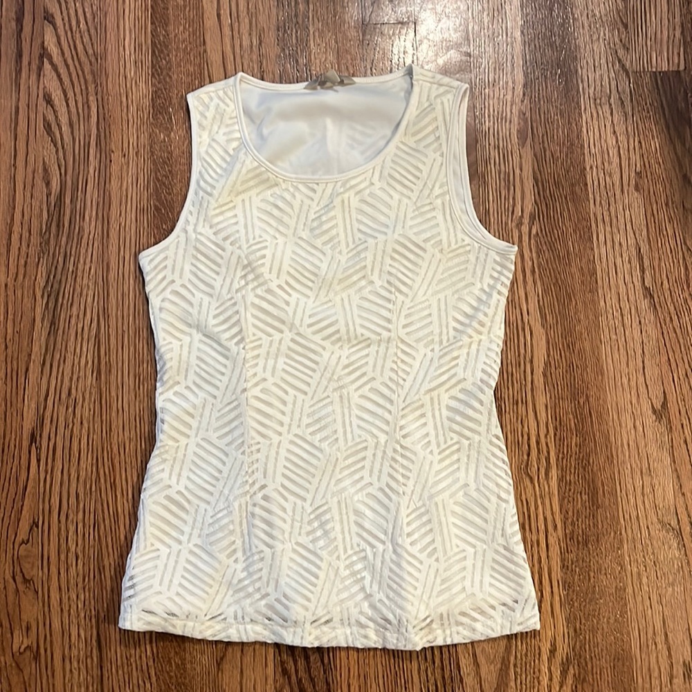 Banana Republic Fitted Sleeveless Shirt Cream 0P
